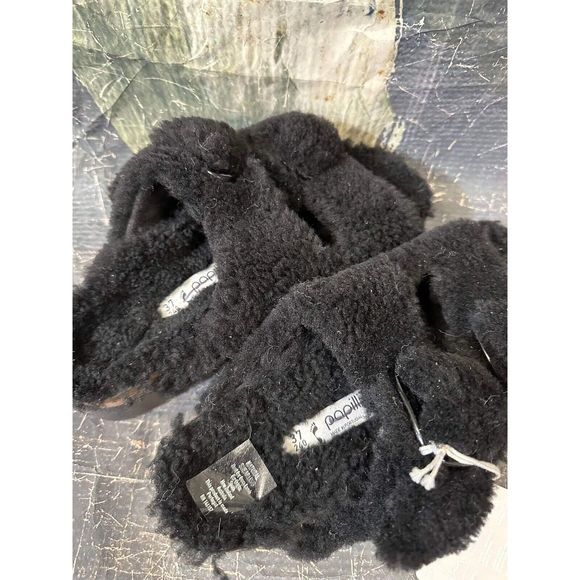 New Birkenstock Papillio Arizona Teddy Shearling Fur Platform Sandals Black EU37 - Picture 6 of 9